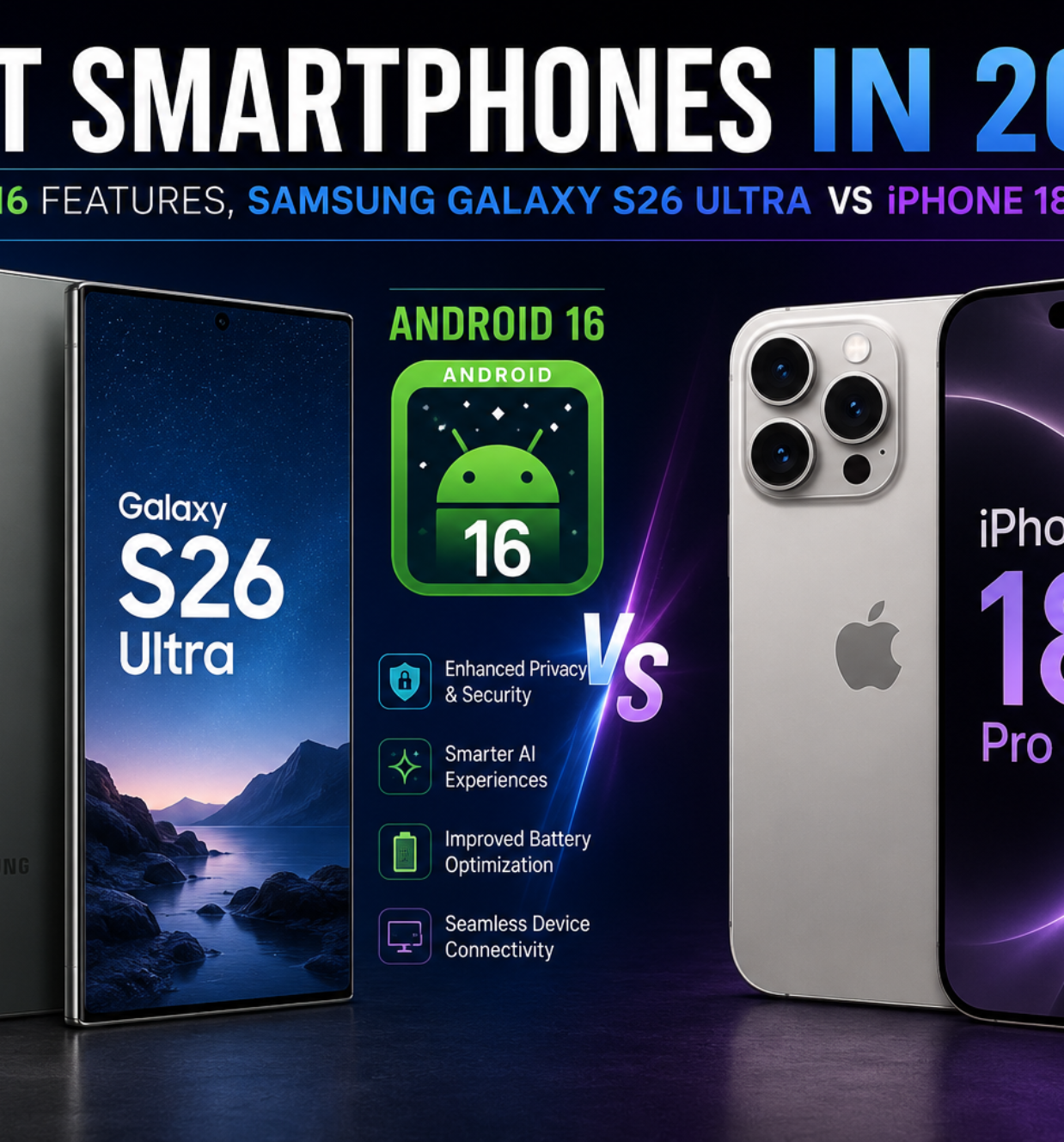 Best Smartphones in 2026: Android 16 Features, Samsung Galaxy S26 Ultra vs iPhone 18 Pro Max